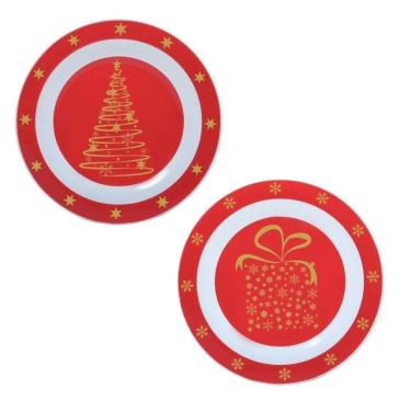 Imagem de Jogo De 2 Pratos De Sobremesa Natalino árvore E Presente
