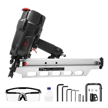 Imagem de AEROPRO Pregador pneumático para moldura TOOLS RHF9021, pregos de plástico de 21 graus de 5 a 8,5 cm com ajuste de profundidade sem ferramentas, sem ponta de mar e gancho de viga