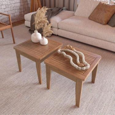 Imagem de Conjunto 2 Mesas de Centro Roma Madeira Maciça - Cedro Rosa