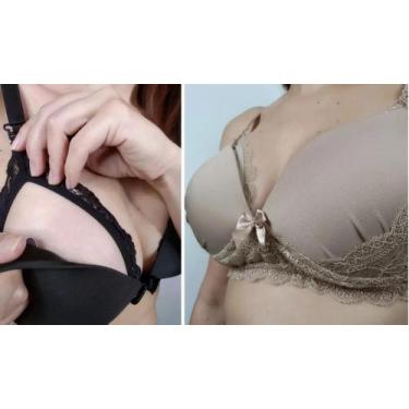 Imagem de Sutiã Amamentar c/ Bojo Renda Luxo Gestante Maternidade Kit c/2 - Doce