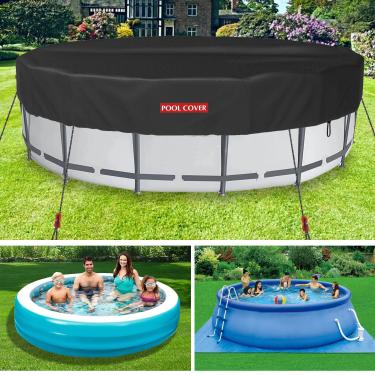 Imagem de SKARUMMER Cobertura Redonda para Piscina de 15 Pés, Coberturas Solares para Piscina Acima do Solo, Piscinas Subterrâneas e Banheira de Hidromassagem com Design de Cordão Ajustável, Tecido Oxford 420D