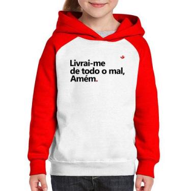 Imagem de Moletom Infantil Livrai-me de todo o mal, amém - Foca na Moda, Branco,