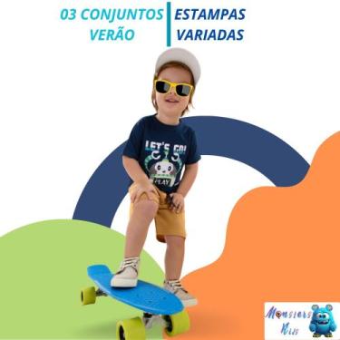Imagem de Kit 6 Peças Verão 3 camisas e 3 shorts Menino - Monsters Kids, 2