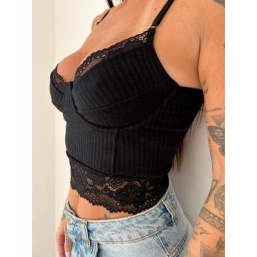 Imagem de Cropped Low - Alcinha com Aro Canelado - Preto - Soe Le Marché, GG