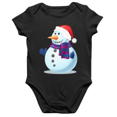Imagem de Body Bebê Algodão Boneco de neve - Foca na Moda, Preto, G