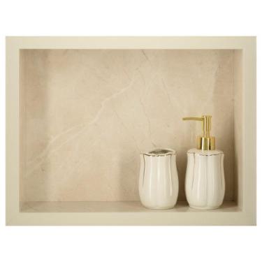 Imagem de Nicho Para Banheiro Em Porcelanato Polido Porta Shampoo Sabonete Organ