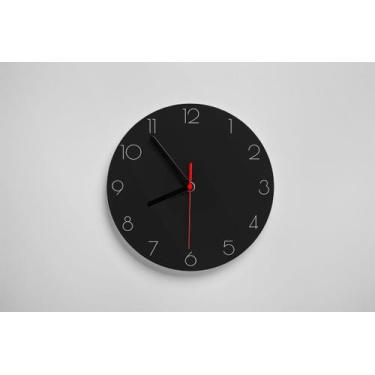 Imagem de Relógio De Parede Redondo Preto Numeral 32x32cm Ps 2mm - PRESENTE-BRIN
