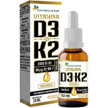 Imagem de Vitamina D3 + K2 Em Gotas Sabor Laranja 20ml Flora Nativa