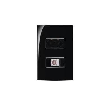 Imagem de Conjunto Margirius 4x2 RJ45 + Tomada 10A Sleek, Ebony