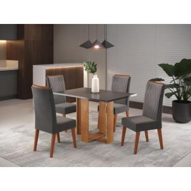 Imagem de Mesa de Jantar Retangular Dinamarca com 4 Cadeiras Madeira Maciça Vega