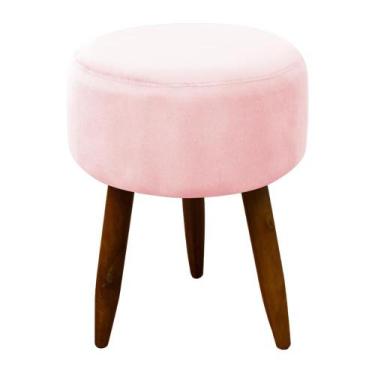 Imagem de Puff Decorativo Redondo Pé Palito Herrero Cores, Rosa Bebe