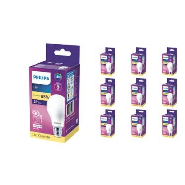 Imagem de Kit 10 Lâmpada Led Bulbo 13w = 90w 1311lm Bivolt Philips 3000k amarela