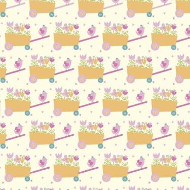 Imagem de Tecido Estampado para Patchwork - Semeart: Carrinhos de Flores (0,50x1