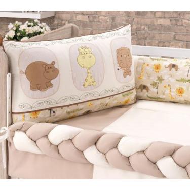 Imagem de Kit enxoval para berço americano modelo meia trança safari bege - MEDI