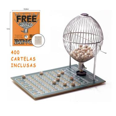 Imagem de Bingo Globo Cromado N3 Completo C/ 400 Cartelas - BingToys