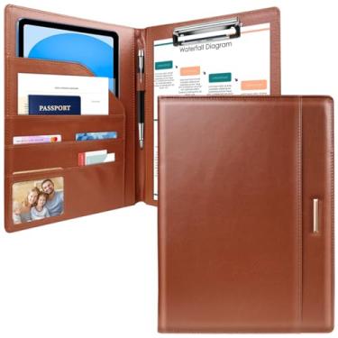 Imagem de Pasta de portfólio padfolio/currículo para mulheres e homens, WAVEYU Cute Chic Padfolio Cover Folder, organizador de documentos de conferência/jurídico com prancheta tamanho carta/A4, capa para