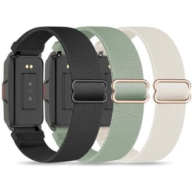 Imagem de Sunnyson Pacote com 3 pulseiras de relógio de nylon elástico compatíveis com relógio inteligente Mindrose H80 de 3,7 cm, alças elásticas macias de substituição para Mindrose H80 Fitness Trackers IP68