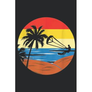 Imagem de Kitesurfing Retro Vintage Sunset Kiteboarding Gift Nice: Lined Journal Notebook To Do Schedule, Medium 6x9 Inches, 100 Pages, Printed Cover