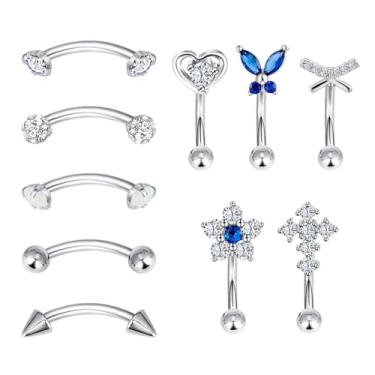 Imagem de Glupez 1/2/3/5/10 peças 1,6 mm halteres industriais Halloween aço cirúrgico CZ Ear Studs kit de piercings de orelha lábio unha cartilagem hélice lóbulo lábio nariz anéis tragus body piercing joia para