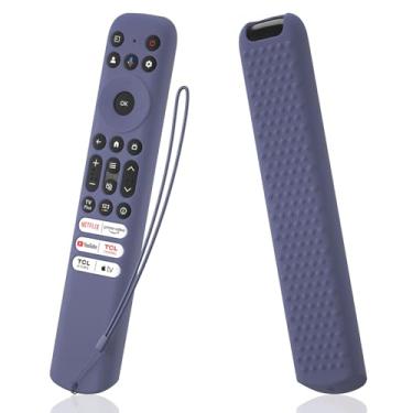 Imagem de AKSHFETH Capa de silicone para controle remoto TCL RC813 FMB1/RC923 FMB3 Smart TV Capa protetora de silicone para controle remoto TCL RC813 com cordão (cinza lavanda)