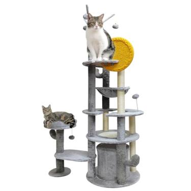 Imagem de Playground de Gatos, 172CM Grande Torres Arranhadoras ou Móvel para Gatos, Cinza Gato Cazinha