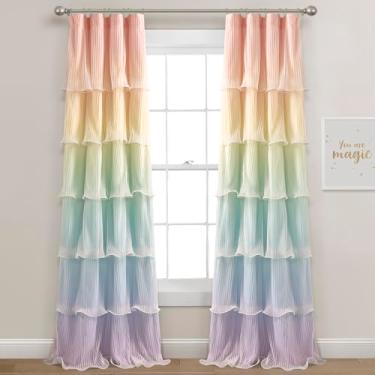 Imagem de Lush Decor Par de painel de cortina de janela Rainbow Ombre Nerina, 91 cm L x 213 cm C, arco-íris