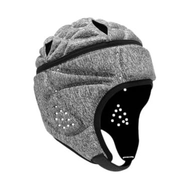 Imagem de Dynwave Capacete de Rugby Protetor de Cabeça de Rugby Acessórios Macios Boné de Proteção Capacete para Futebol Americano de Bandeira Beisebol Arremessador, Cinza