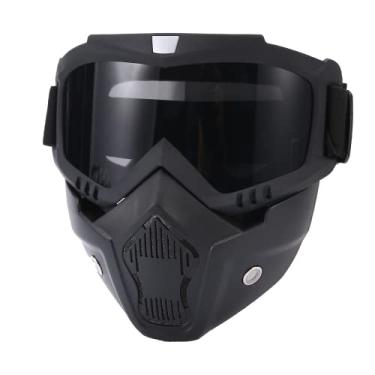 Imagem de Óculos de equitação para capacete de motocicleta, com máscara facial removível, à prova de neblina, filtro de boca, ajustável, alça antiderrapante, vintage, Bullet Fight Motocross, preto, 50 x 43 x 5