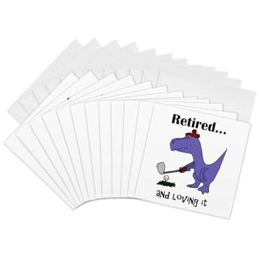 Imagem de Funny Retired Blue Trex Dinosaur Jogando Golfe - Cartões comemorativos, 15 x 15 cm, conjunto de 12 (gc_203785_2)