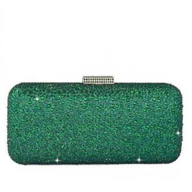 Imagem de Boutique De FGG Bolsa clutch de cristal verde para mulheres, bolsa formal à noite, festa de casamento, strass, mini, Verde, Mini