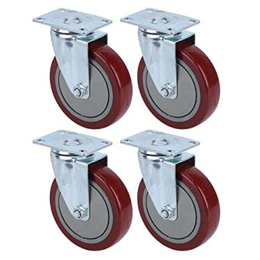 Imagem de Roda Vermelha do Rodízio da Cadeira de 4 Pces 3 Polegada Com Material do Plutônio e do Ferro, Capacidade de Carga de 220 Libras para Carrinhos, Bancadas, Móveis (5 polegadas)