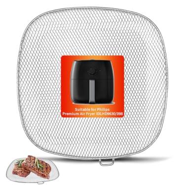 Imagem de GWYXC Cesta de substituição para fritadeira a ar Philips HD9630 XXL, 23 cm × 20 cm SUS 304 aço inoxidável bandeja de peças de reposição para fritadeira a ar Philips HD9656 HD9760 HD9860 HD9870 HD9870