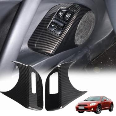 Imagem de Sekhyna Acabamento da tampa do interruptor de elevação de janela compatível com Mitsubishi Eclipse 2006-2011 ABS 2 peças, moldura de acabamento do alto-falante da porta lateral do carro, acessórios de