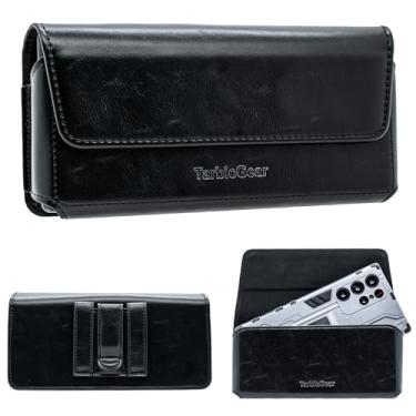 Imagem de TarbicGear Coldre de celular masculino para cinto, coldre de cinto de telefone com clipe de cinto para iPhone 16 Promax, Samsung Galaxy S24 Ultra, capa de telefone de couro universal cintura para