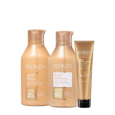 Imagem de Kit Redken All Soft Shampoo Condicionador e Leave-in (3 produtos)