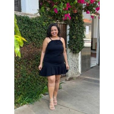 Imagem de Vestido feminino plus size alcinha regulavel babado na barra duna fest