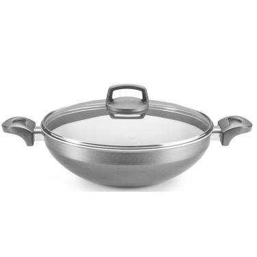 Imagem de Panela Wok MTA Supra N28 Antiaderente 4,3 litros Com Tampa de Vidro Grafite