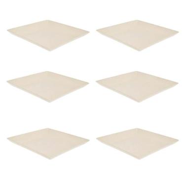 Imagem de 6un Petisqueira prato quadrado 24x24cm ecológico Marfim - evo