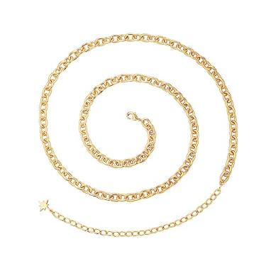 Imagem de PEARLADA Corrente corporal minimalista de biquíni de praia de ouro 18 quilates pérola corrente de barriga ajustável pingentes de concha joia moderna feita à mão para mulheres corrente de cintura sexy, 29.5-35.5, Metal não precioso, Sem pedras preciosas