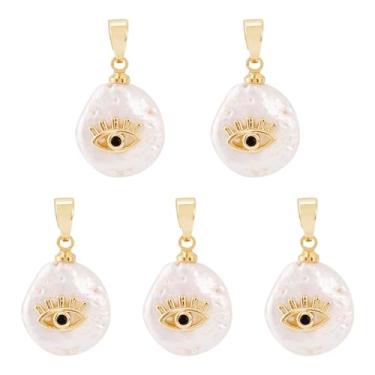 Imagem de Crafans Pingentes de pérola barroca natural, contas de pérolas Keshi, pingentes de pérolas de água doce com fio de cobre embrulhado para fabricação de joias, Metal, Sem Pedra Preciosa