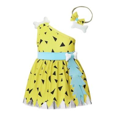 Imagem de Dressy Daisy Toddler Cave Girl Halloween Party Dress Up Stone Age Outfit with Bone Headband Size 4T, Yellow
