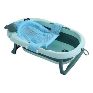 Imagem de Kit Banheira Dobrável Com Rede E Termômetro Banho Infantil - Tibaby, V