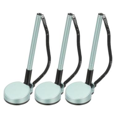 Imagem de PATIKIL 3 canetas seguras com corrente adesiva e suporte de caneta de segurança, canetas de balcão de recepção, caneta de mesa refil de tinta preta para mesa, local de trabalho, escritório, casa, base