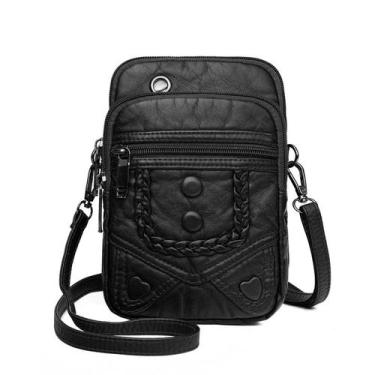 Imagem de Bolsa Pequena Quadrada em Couro Lavado - Estilo Europeu