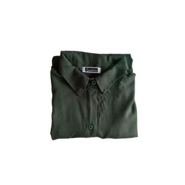 Imagem de Chemise Saida de Praia Manga Longa Leve - Madame, Verde musgo, G