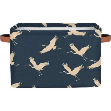 Imagem de Cestas de armazenamento com alças Baquet de armazenamento dobrável de guindaste animal japonês para prateleiras gavetas de roupas de berçário Brinquedos de armazenamento, multicolorido, conj