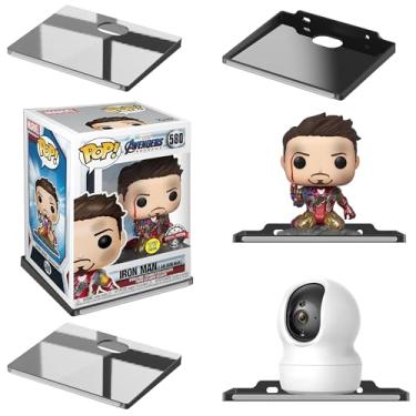 Imagem de (Pacote com 4) Prateleira de parede flutuante preta, prateleiras flutuantes de parede para Funko Pop, bonecos de ação, câmeras de segurança, monitores de bebê, alto-falantes ou qualquer acessório