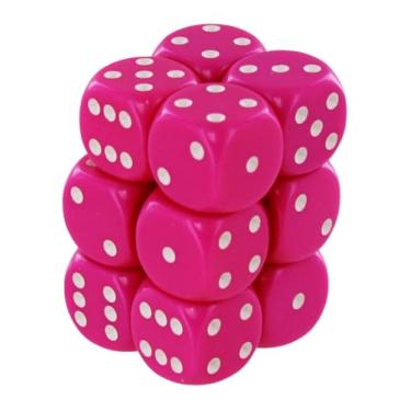 Imagem de Chessex: d6 16mm Opaque 12 Dice Set: Pink and White