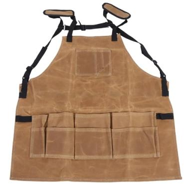 Imagem de MUNEFE Chef Apron, avental de lona, ​​avental de lona leve ajustável com bolsos para cozinha, churrasco, assar e servir grelhar ﻿