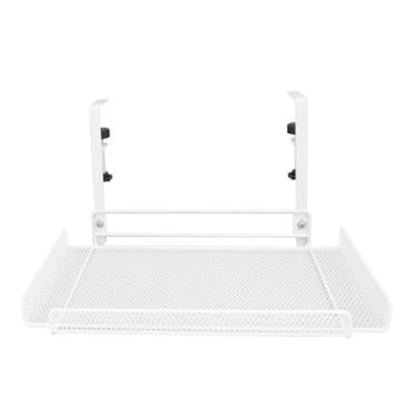 Imagem de Cesta sob a mesa, design elegante, clipe na prateleira de armazenamento, aço carbono para cabo de alimentação para escritório (branco)